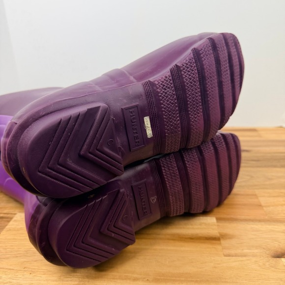 Hunter Women Boots Tall Purple Rubber Waterproof Rain Boots Size 10 - Picture 8 of 8